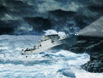 Ship crash scene