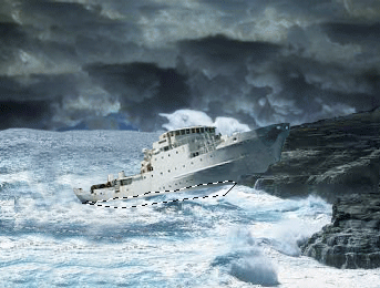 Ship crash scene