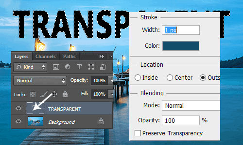 frame transparent text in photoshop